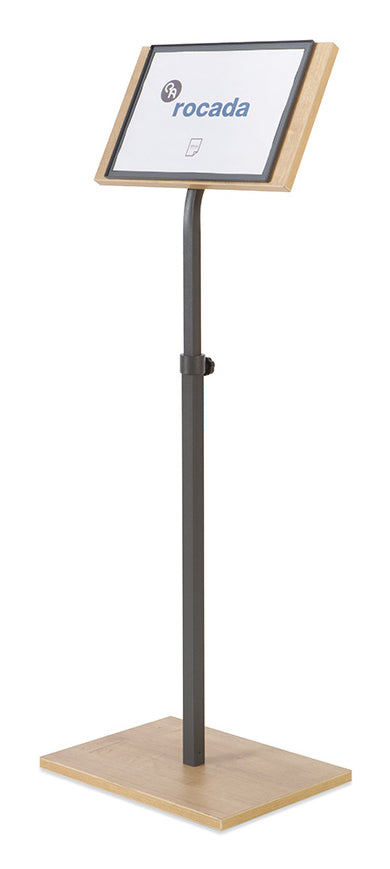Rocada Boden-Prospektständer NAT0706 – für A3, 1 Fach, Schwarz, Melamin/Stahl, 400×300×1020 mm
