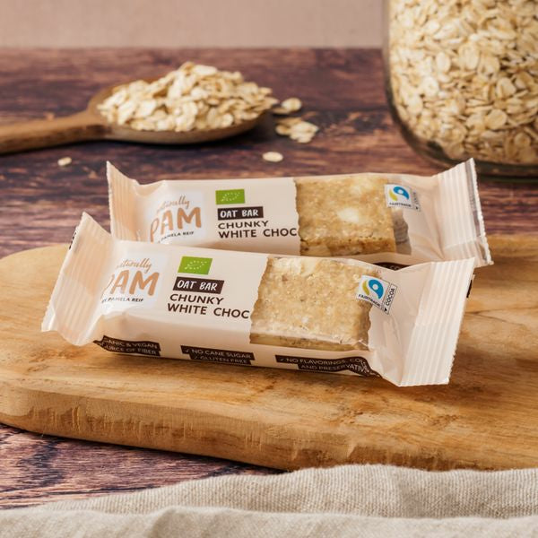 Naturally Pam Bio Hafer Riegel – Weisse Schokolade, Bio, Vegan – 12 × 40 g