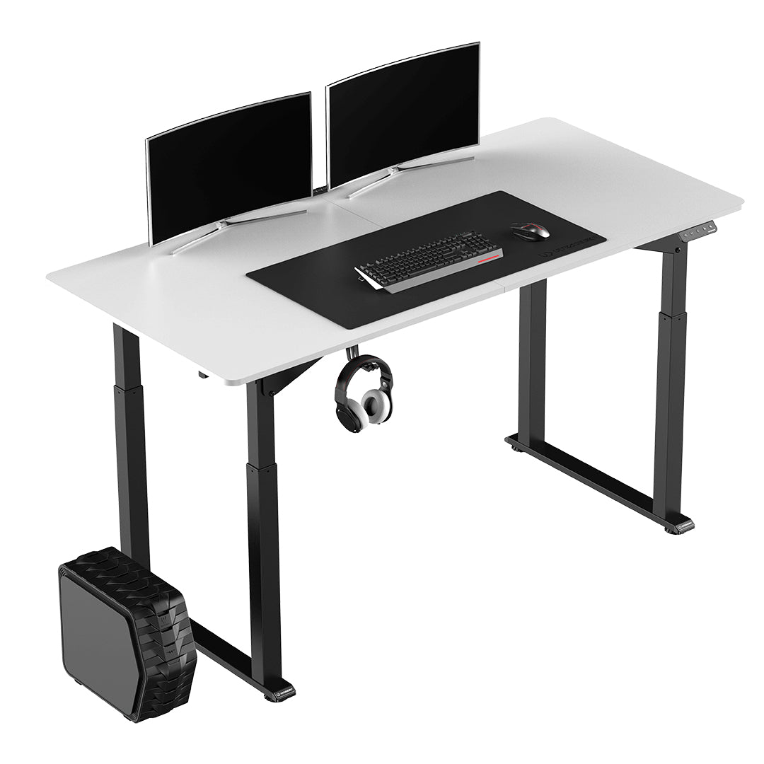Ultradesk Uplift Gaming-Tisch – 160 × 75 cm, höhenverstellbar, weiss/schwarz, Stahl