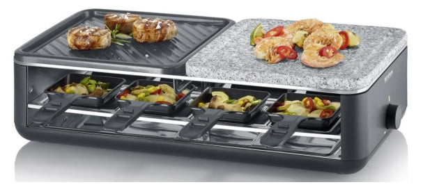 Severin Raclette-Grill RG 2366 – 8 Personen, Naturstein, 1300 W – schwarz
