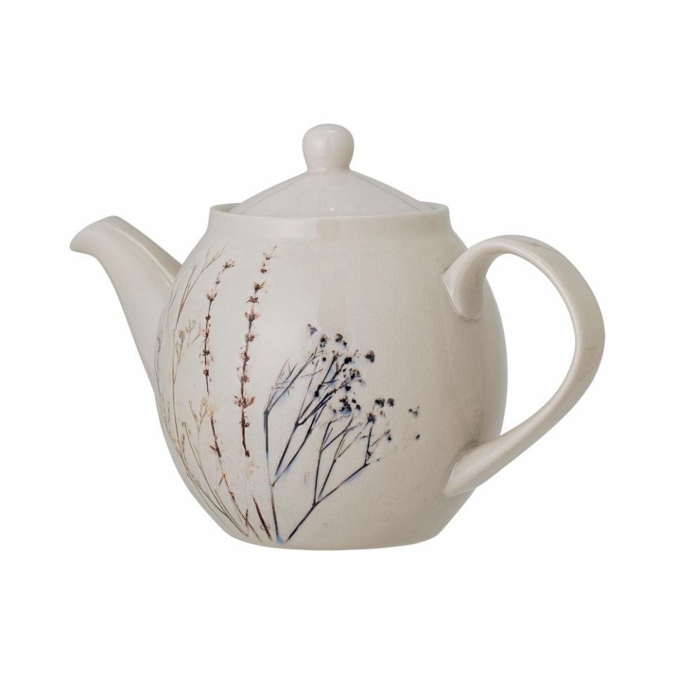 Bloomingville Teekanne Bea – 1,2 l, Ø 13,5 cm, Steingut, spülmaschinenfest, mit Keramikfilter