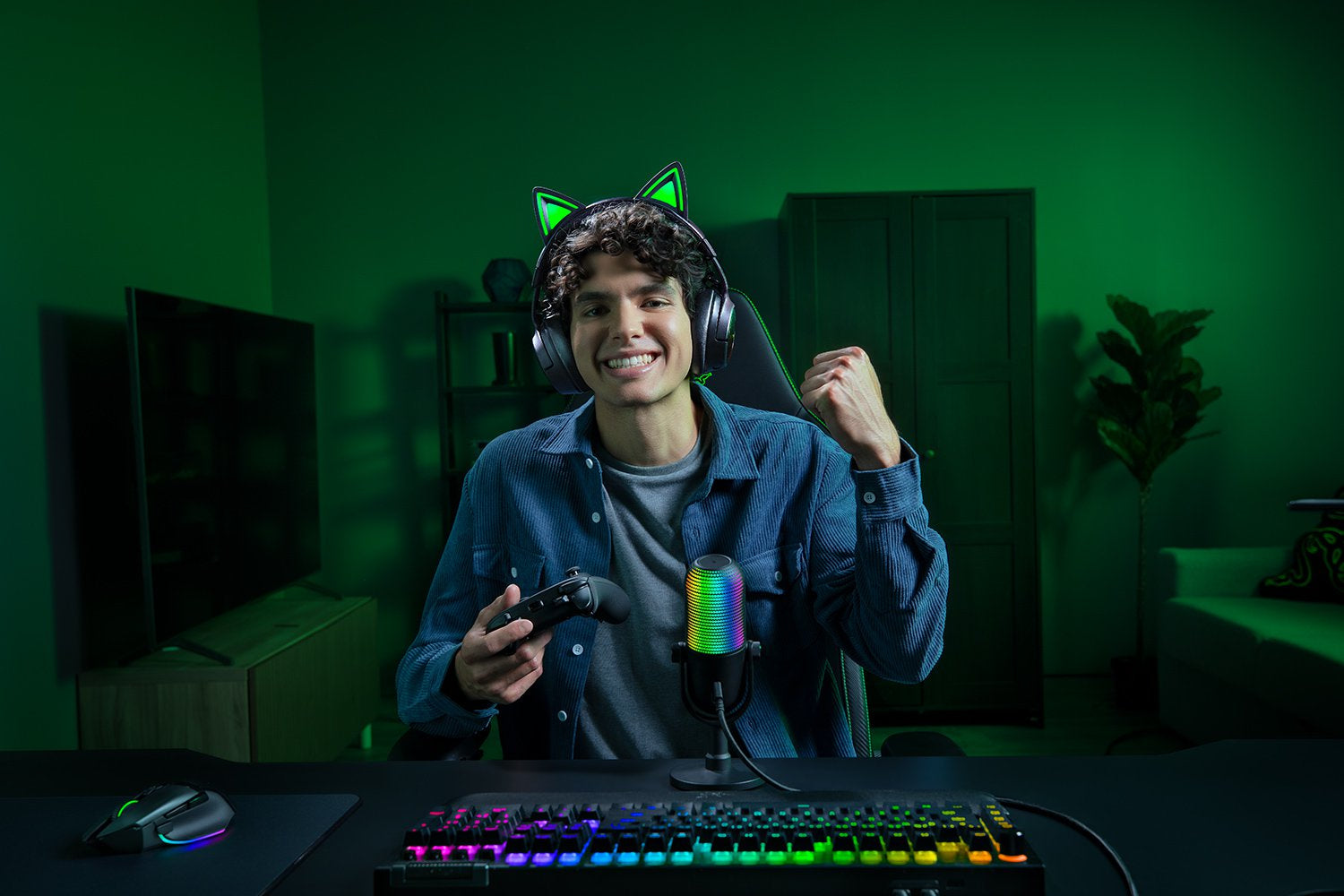 Razer Kraken Kitty V3 Pro – Bluetooth Gaming-Headset, Surround-Sound, Stummschaltung – Schwarz – für PS5/PS4/P