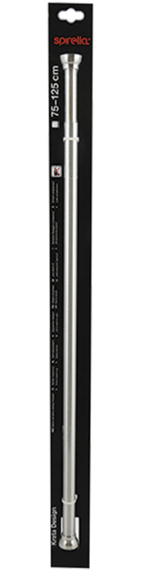 Spirella Duschvorhangstange Kreta – 75–125 cm, Ø2,1 cm, Aluminium gebürstet, Wandmontiert, Silber