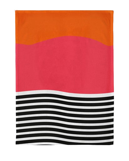 Chic-mic Geschirrtuch Color Blocks – 50 × 70 cm, Schwarz/Orange/Rot/Weiss, 100% Baumwolle