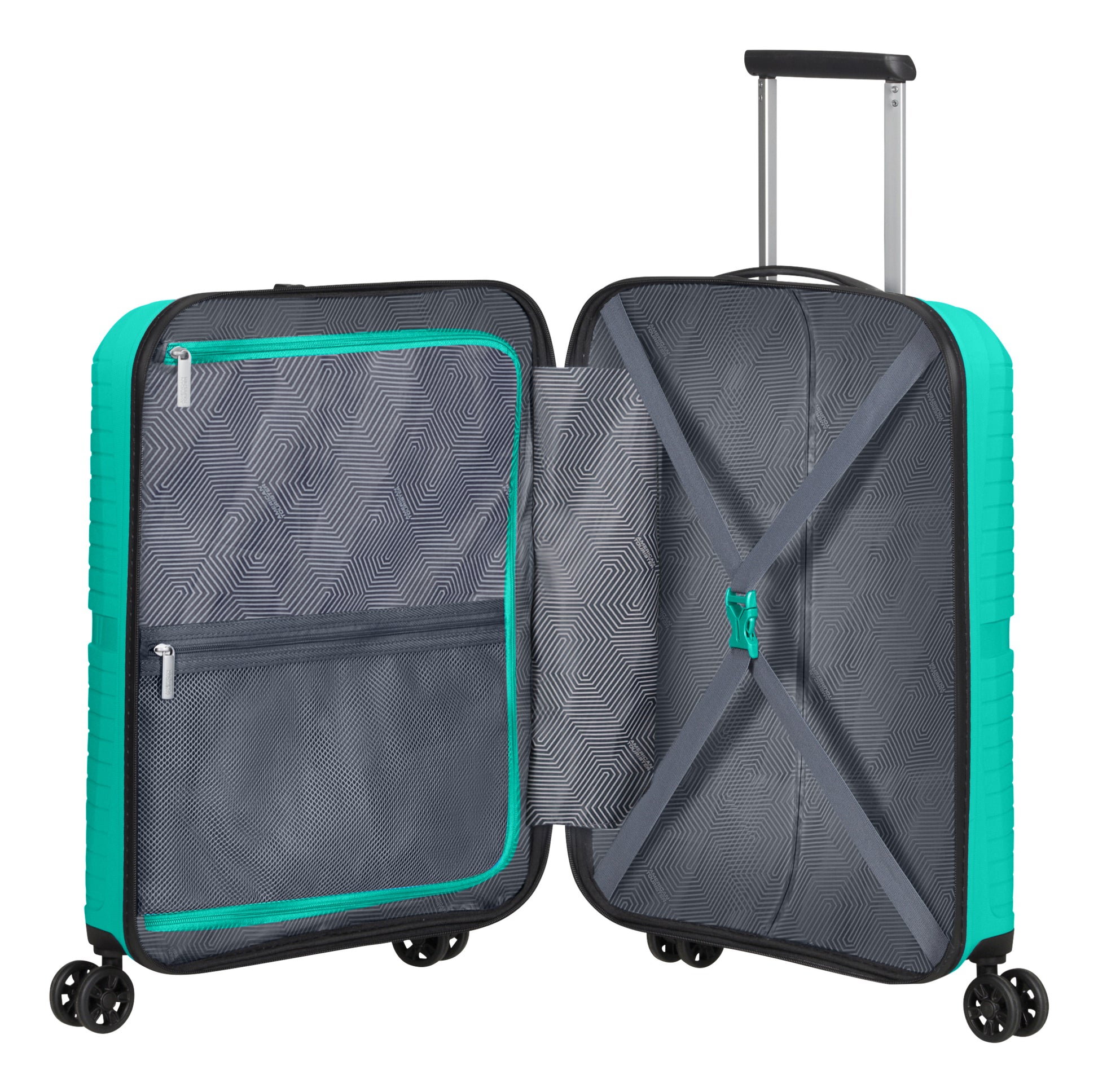 American Tourister Handgepäck-Trolley – Hartschale, 4 Doppelrollen, mit TSA, Aqua Grün, 40 × 50 × 20 cm