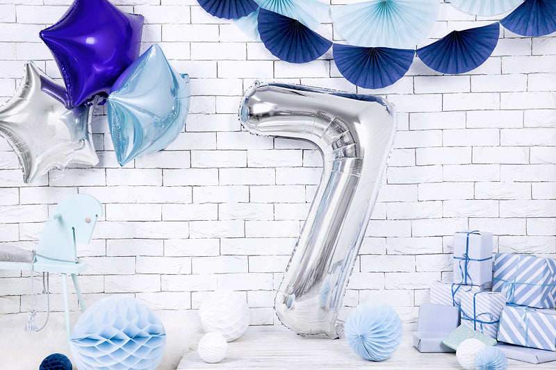 PartyDeco Folienballon Zahl 7 – Silber – 86 cm – Folie – 1 Stück