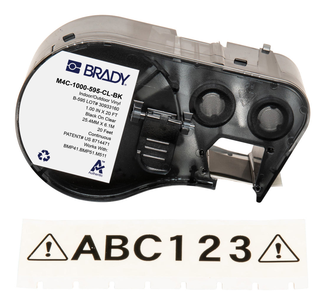 Brady Etiketten (Rolle) 25 mm – Vinyl, Glänzend, Schwarz – Permanent haftend – Thermotransfer – für BMP41/51/53