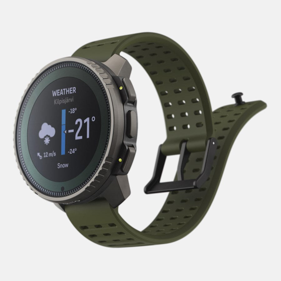 Suunto Vertical Titanium Solar 49 mm GPS – Glasfaserverstärktes Polymer Schwarz, Sportband, Forest, S/M, 100