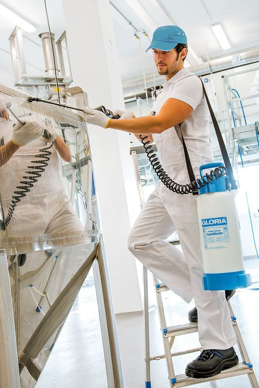 GLORIA FoamMaster FM50 – Schaumsprüher, 5 l, 3 bar, verstellbare Düse, Kunststoff, Blau/Weiss