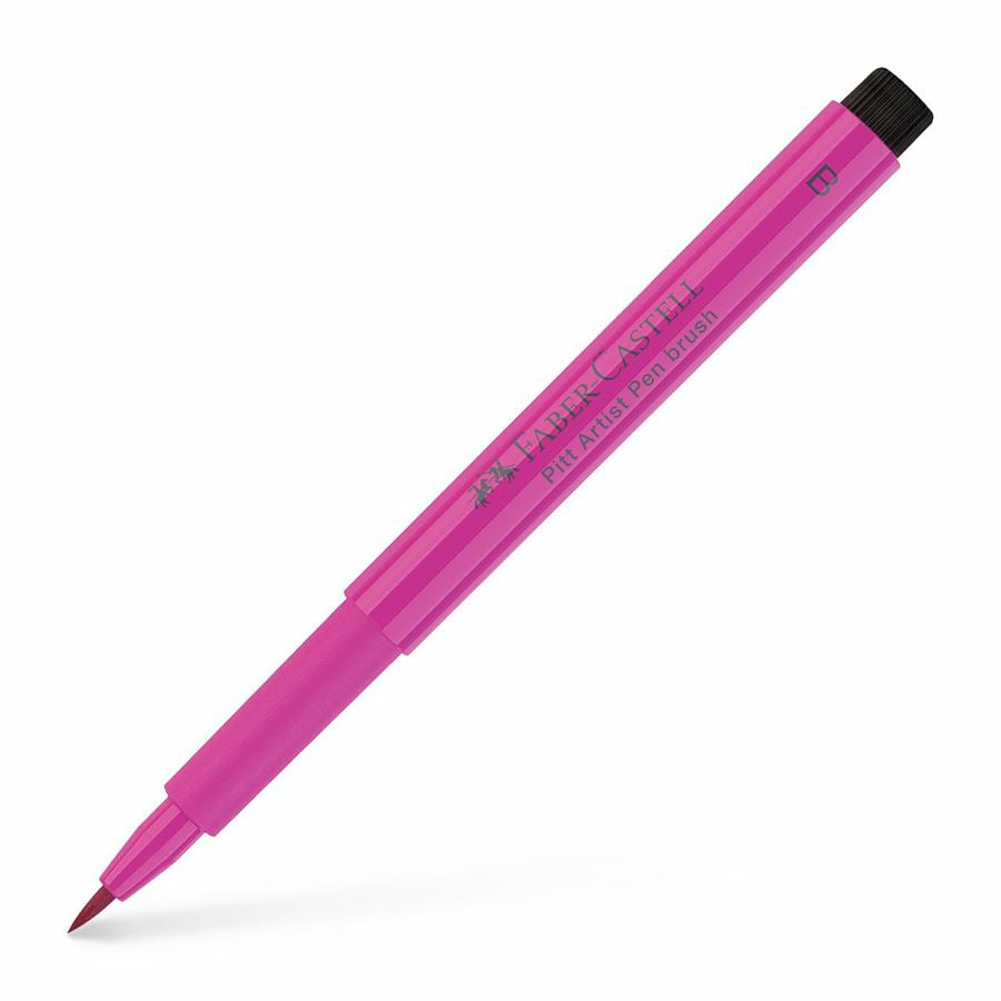 Faber-Castell Pitt Artist Pen Pinselstift – 2,5 mm, pigmentiert, wasserfest, mittel purpurrosa