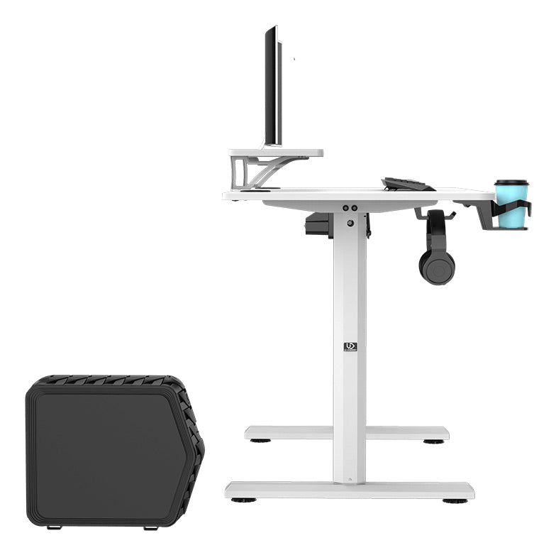 Ultradesk Highlander Gaming-Tisch – 120 × 60,5 cm, elektrisch höhenverstellbar, weiss, Holz