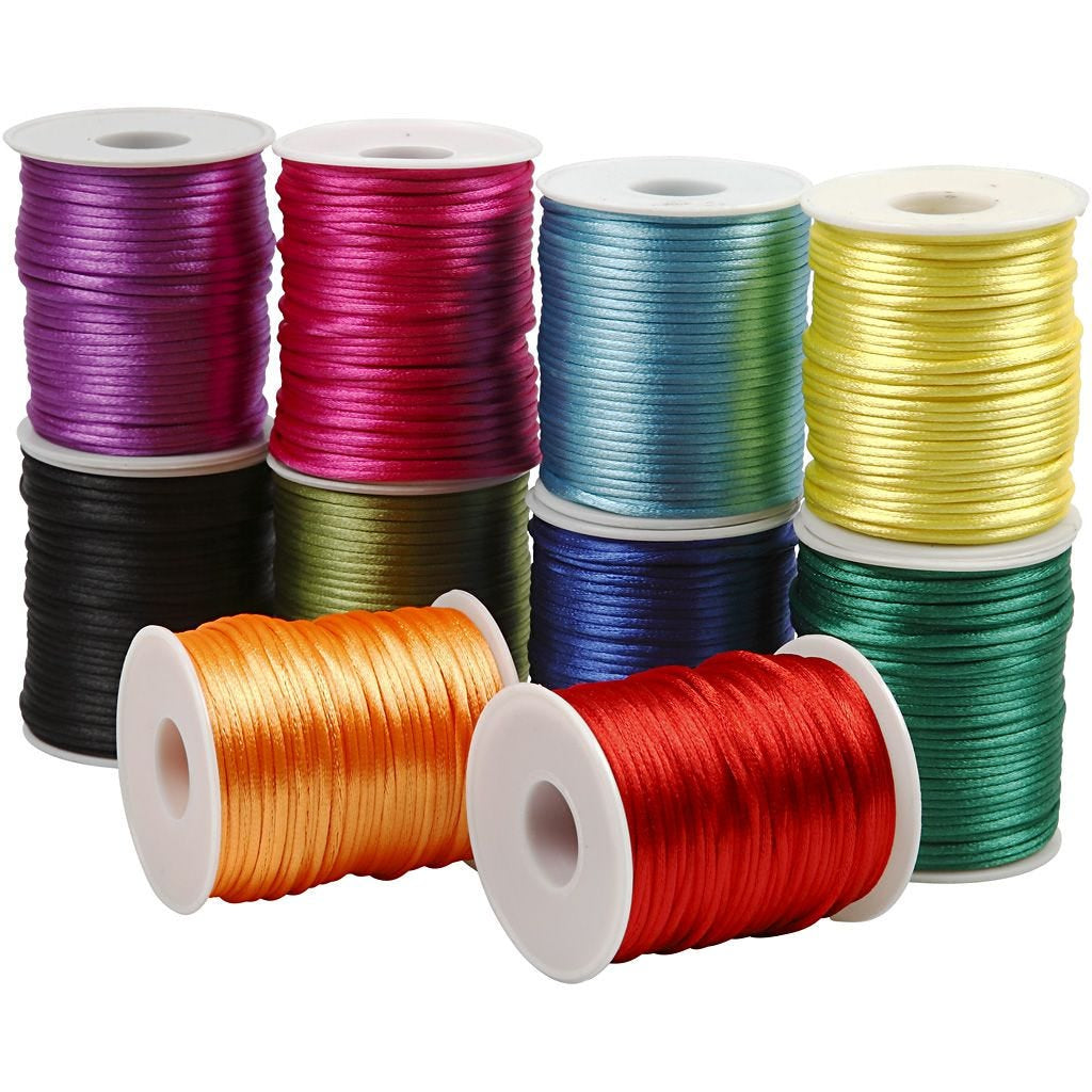 Creativ Company Satinband – 2 mm, 50 m, Gemischte Farben