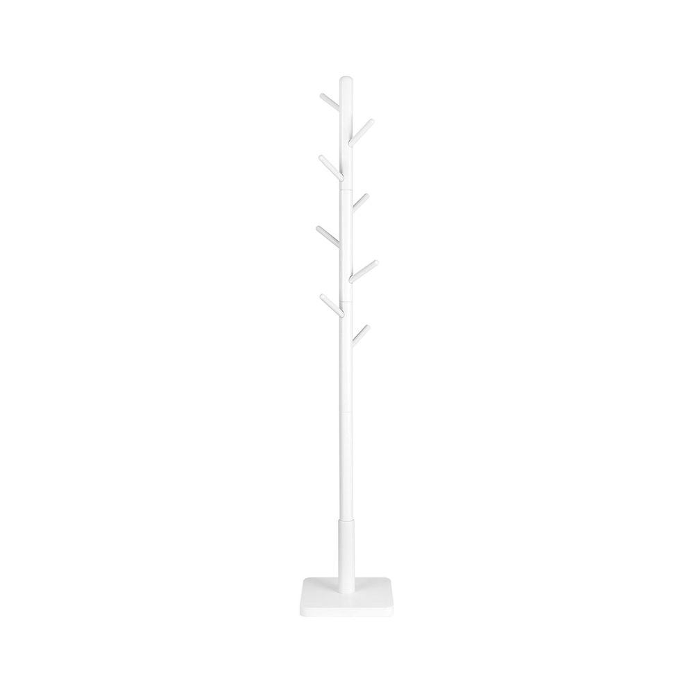 Vasagle Garderobenständer – 8 Haken, Gummibaumholz/MDF, Weiss, 30 × 30 × 175 cm