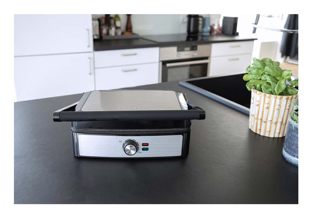 Gastronoma Tischgrill 18240001 – 29×23 cm Kochfläche, 2 200 W – Schwarz/Edelstahl