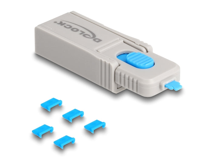DeLOCK Portblocker – 5er-Set – Blau/Grau – mit Schlüssel – für Micro-USB