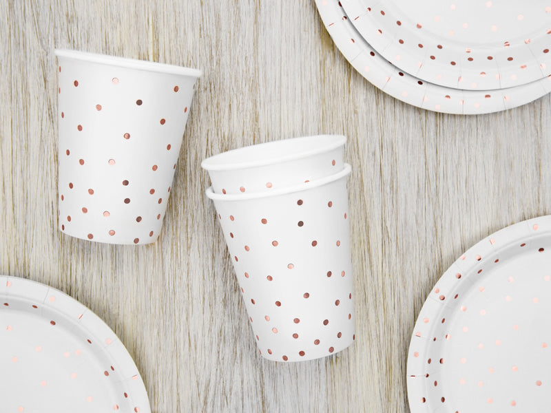 PartyDeco Trinkbecher, Papier/Karton – 2,6 dl, Weiss – 6 Stk.