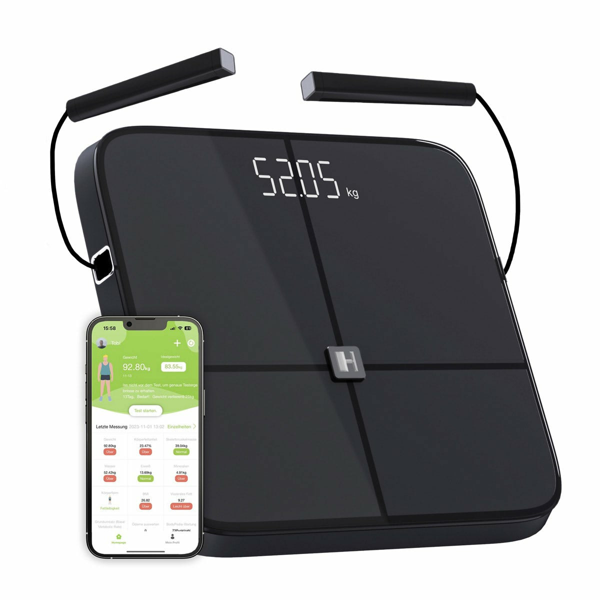 HAMMER Digitale Personenwaage Body Screen TX – Glas – 200 kg