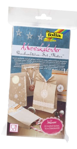 Folia Adventskalender-Set Geschenktüten – 24 Papiertüten – 100 × 175 × 55 mm