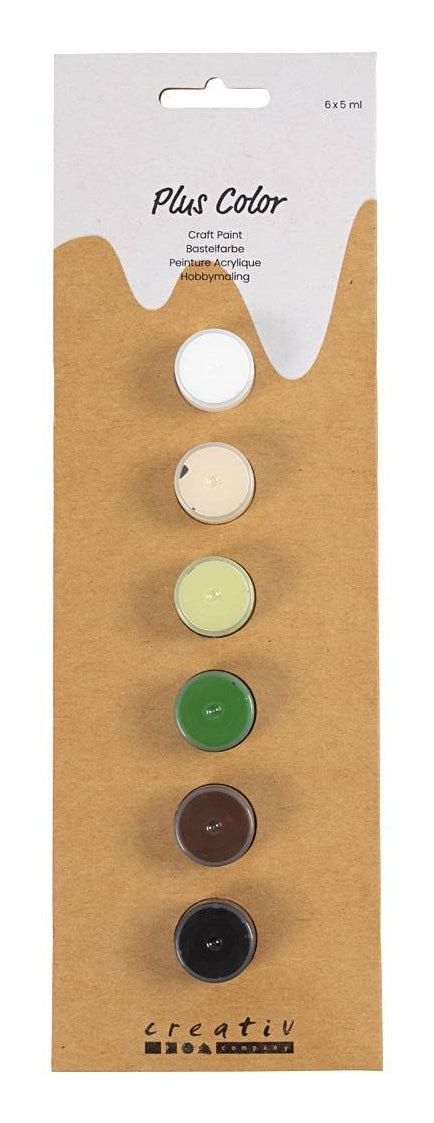 Creativ Company Hobbyfarbe Plus Color Acrylfarbe – 6 Farben, seidenmatt – 6×5 ml (30 ml)