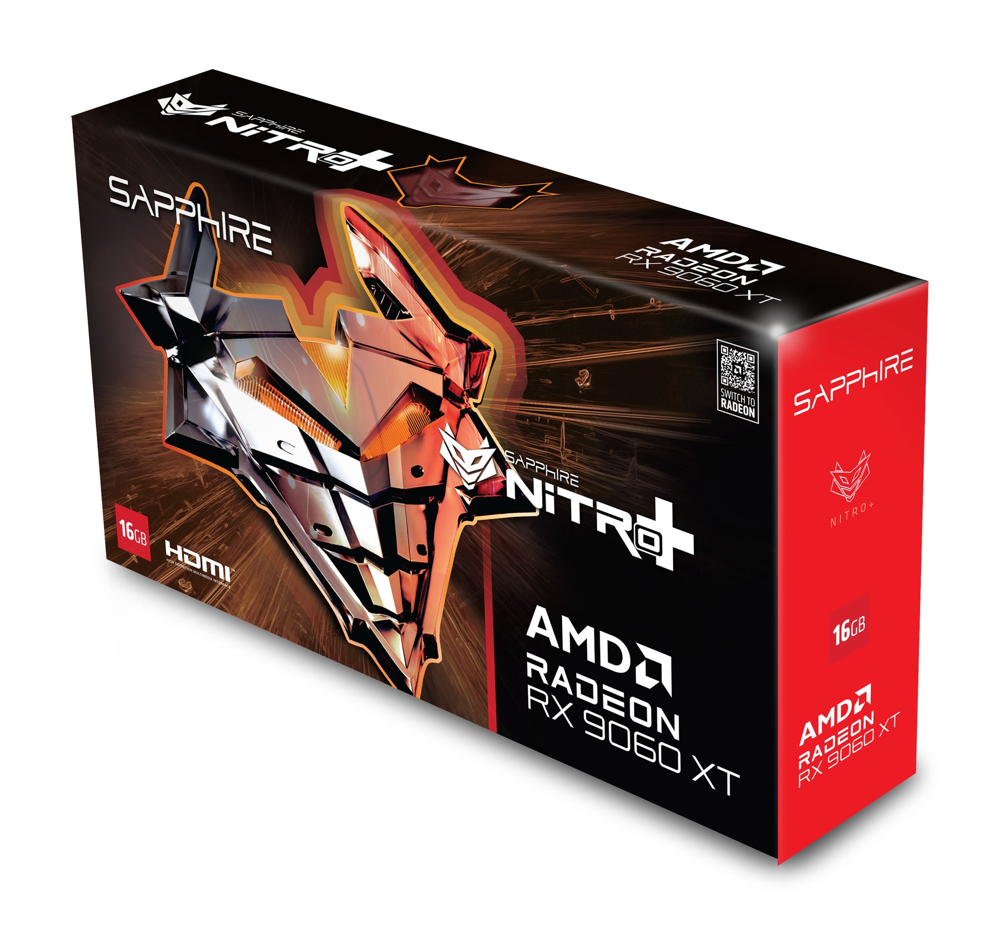 Sapphire NITRO+ Radeon RX 9060 XT – 8 GB GDDR6, PCIe x16 5.0, 2×HDMI, 1×DisplayPort