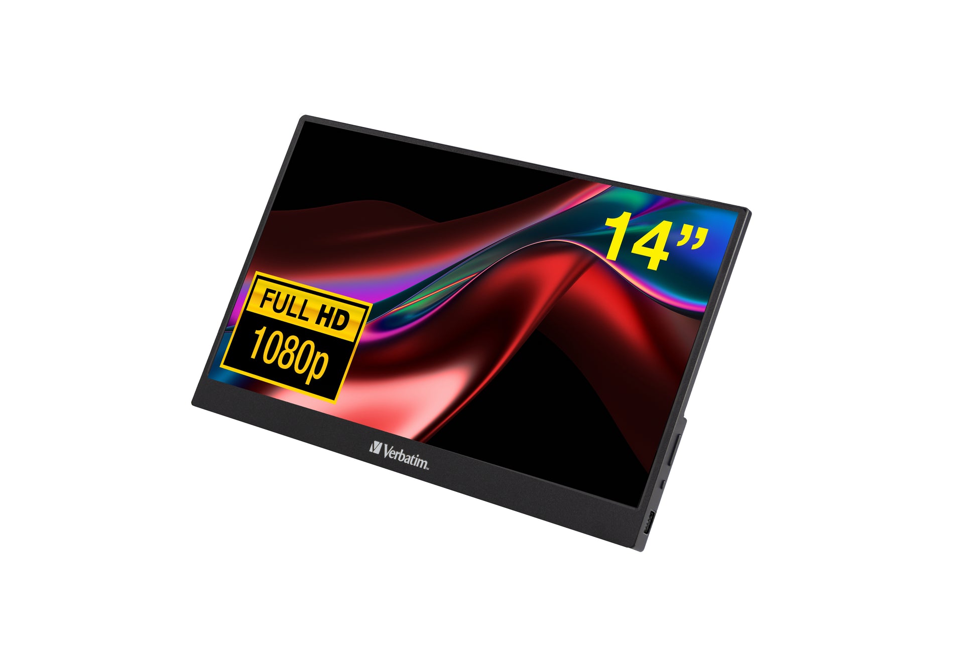 Verbatim Portabler Monitor, 14", 1920 × 1080 (Full HD), IPS, 60 Hz, 220 cd/m², Lautsprecher, Schwarz