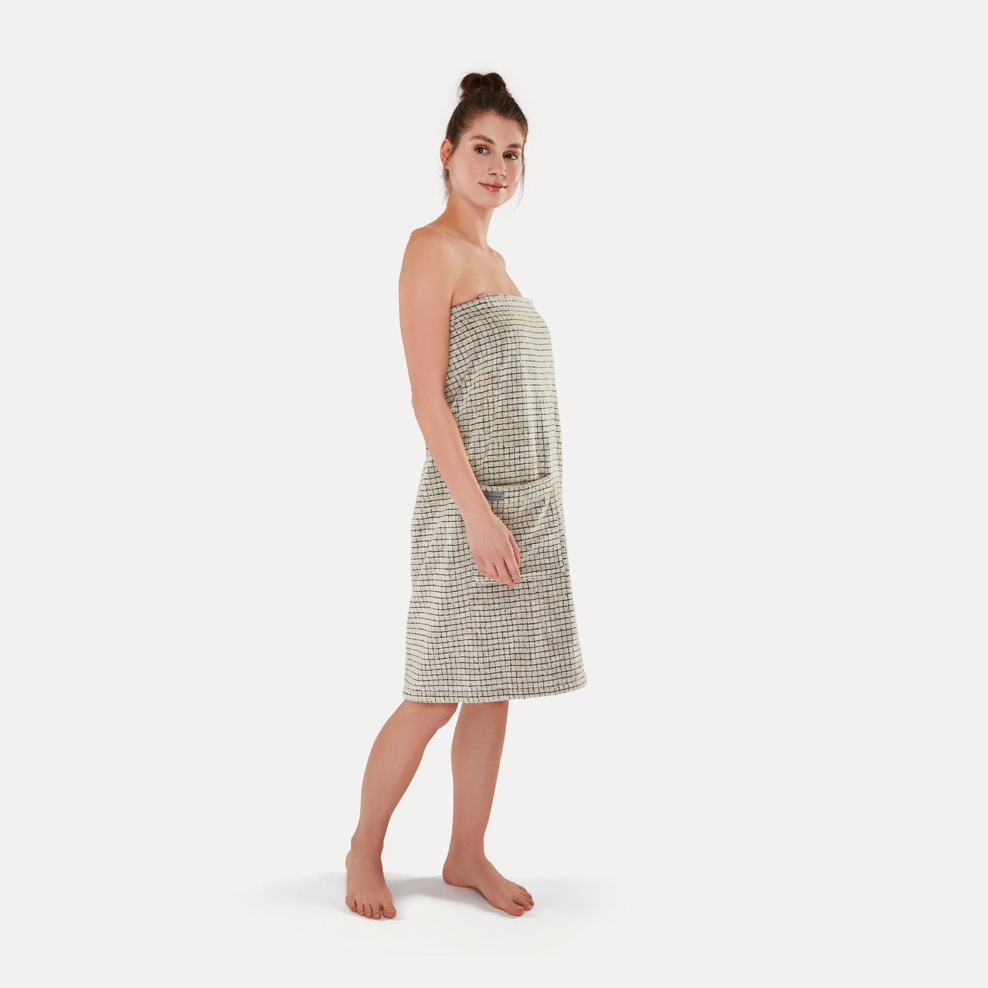 Möve Saunakilt Eden – Länge 85 cm, Grösse 40–48, Schwarz/Natur, Leinen