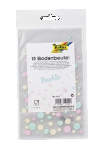 Folia Geschenktüten – Punkte – mit Kreuzboden – 115 × 190 mm – 10 Stk., Kunststoff