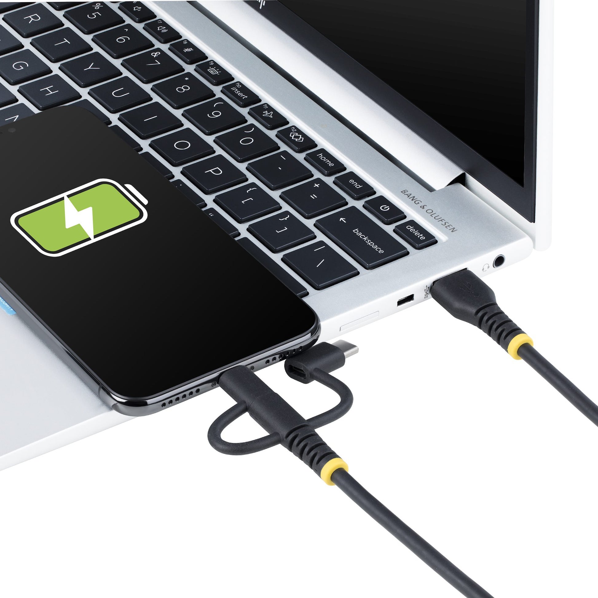 StarTech.com USB-Kabel – USB-A auf Micro-USB/Lightning/USB-C – USB 2.0 (480 Mbit/s) – 1 m – TPE-Mantel – Schwarz