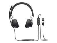 Logitech Zone Wired – Duo Headset, On-Ear – USB-C, klappbares Boom-Mikrofon – Graphit – für Microsoft Teams
