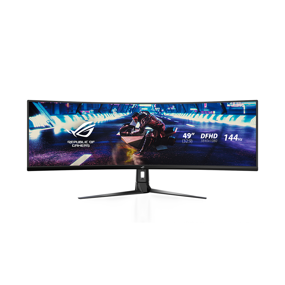 ASUS ROG Strix XG49VQ – Monitor, 49", VA, 144 Hz, 450 cd/m², Gebogen, VESA 100 × 100, Schwarz