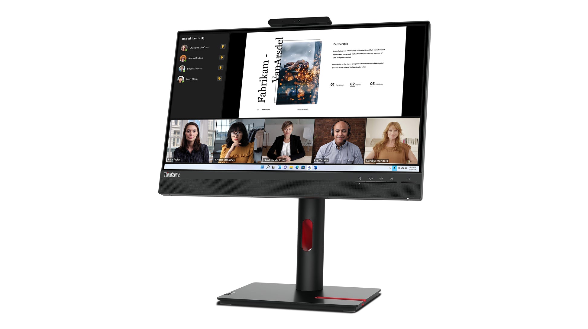Lenovo Thinkcentre Tiny-In-One 22 – Monitor, 21,5", IPS, 60 Hz, 250 cd/m², Webcam, VESA 100 × 100, Schwarz