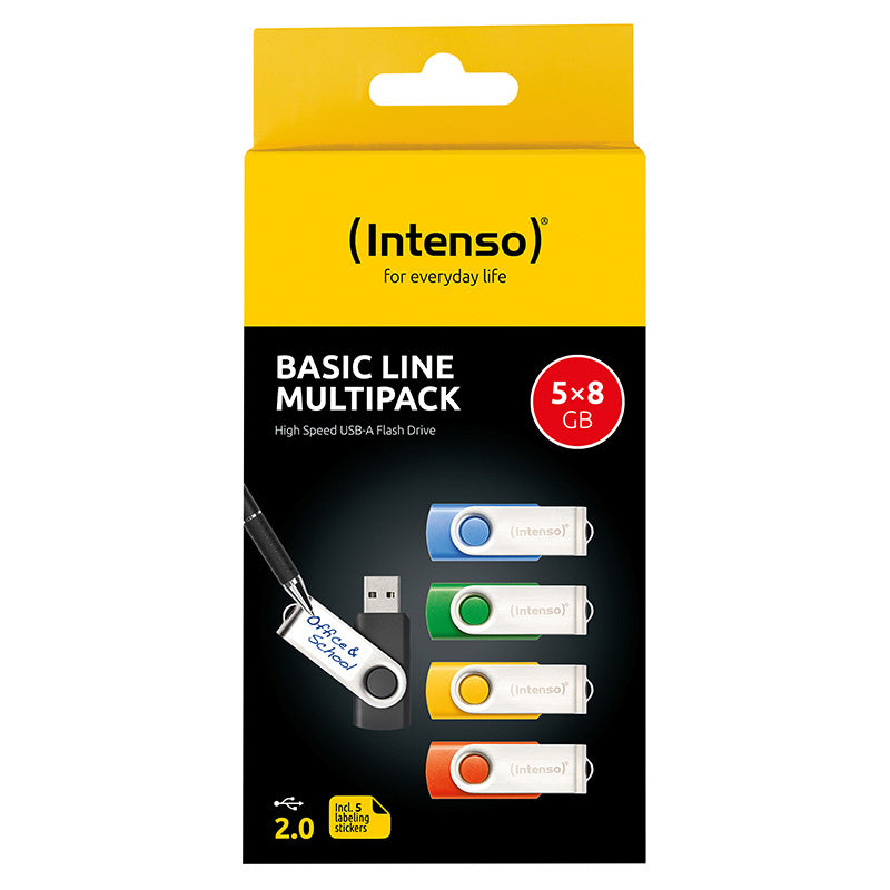 Intenso Basic Line – USB-Stick 5×8 GB, Drehring