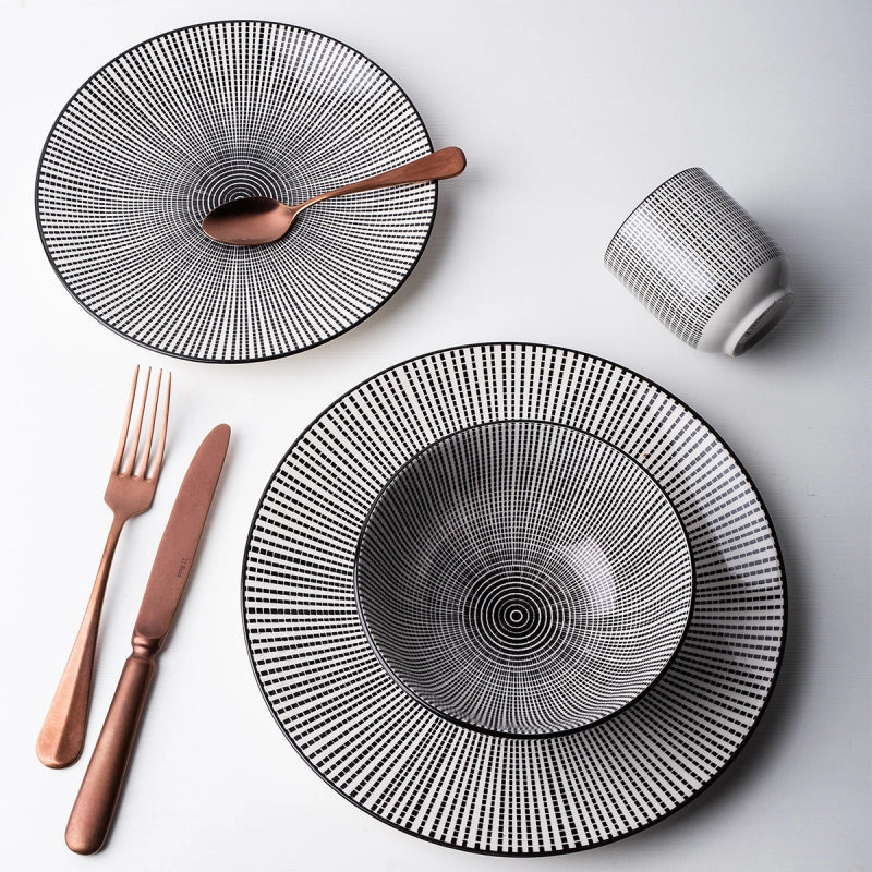 Lunasol Speise-Service Gaya Elements Asia Fire – 24-teiliges Set, Ø 25 cm, Porzellan, spülmaschinenfest