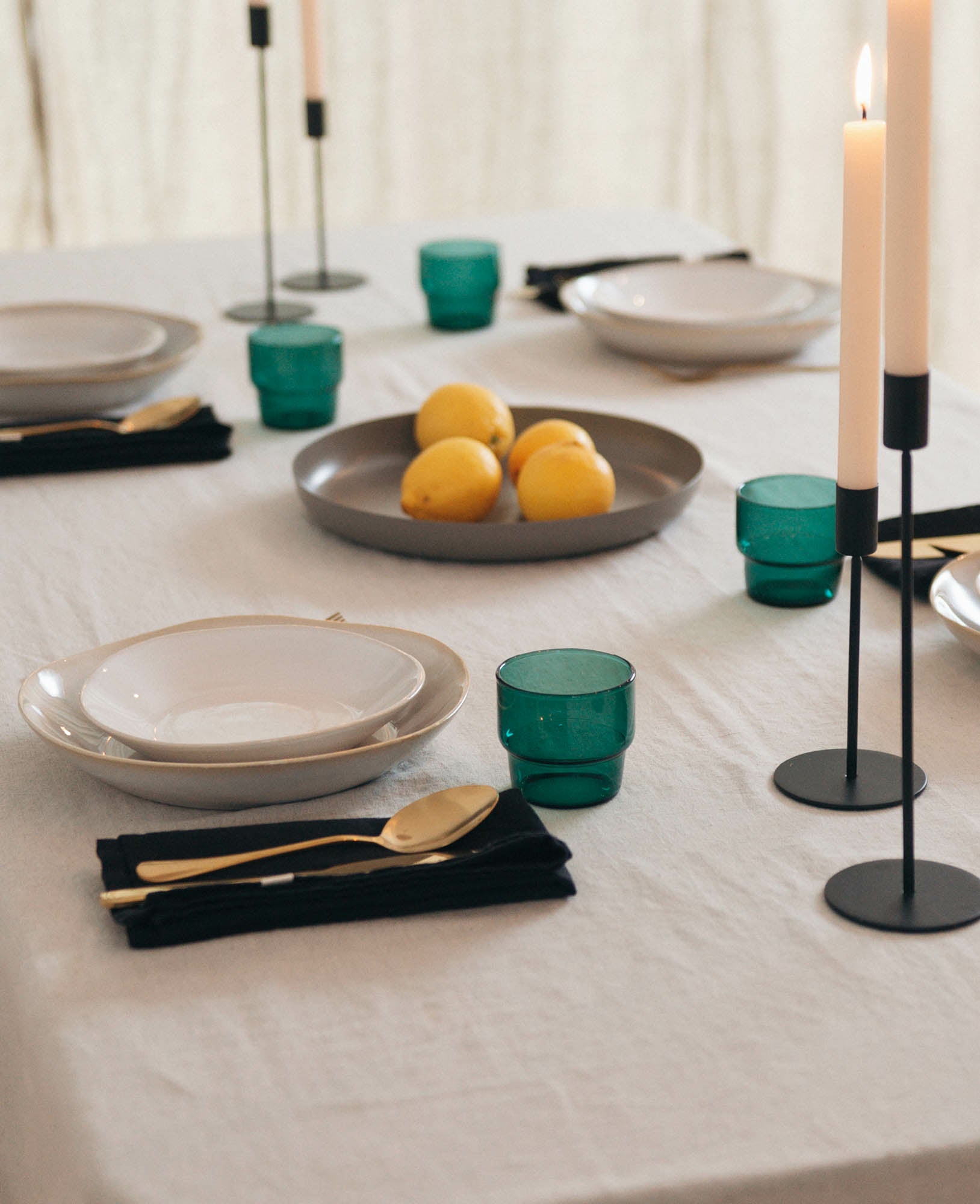 Esmée Stoffserviette – Schwarz – 45 × 45 cm, Baumwolle/Leinen – 1-er-Set