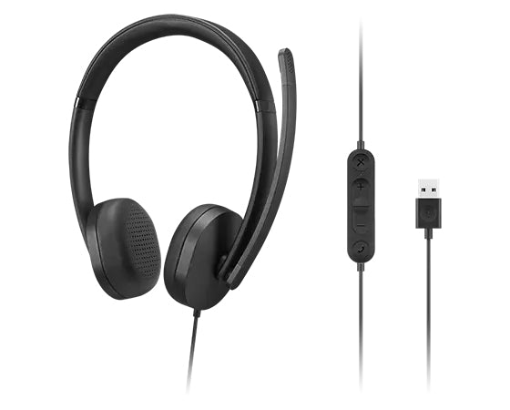 Lenovo Office-Headset – Over-Ear, Stereo, Kabel (USB-A), Schwarz