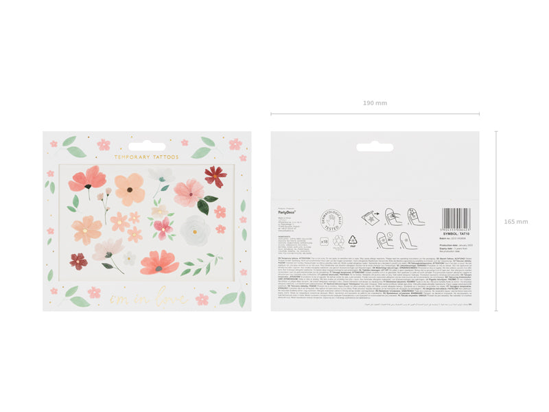 PartyDeco Face-Art Sticker I'm in Love – Rosa – 190 × 165 mm – 18 Stk