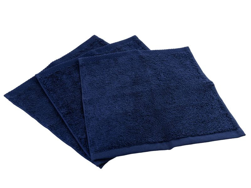 COCON Waschlappen – 30 × 30 cm, Marineblau, 100% Baumwolle, 550 g/m², 3er-Set, OEKO-TEX