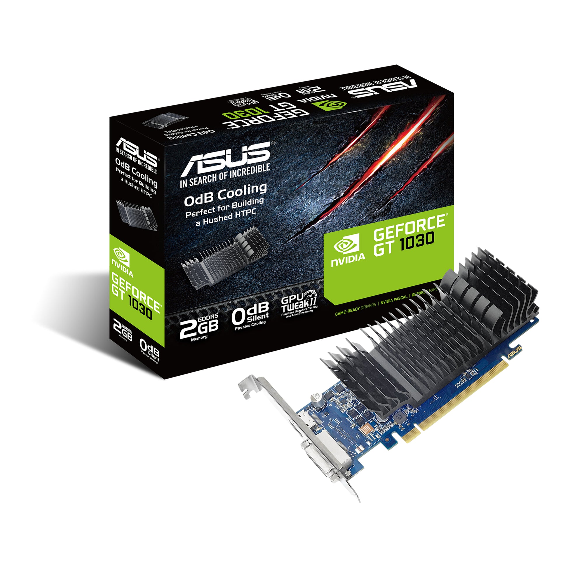 ASUS GT1030-SL-2G-BRK – PCIe Grafikkarte – 2 GB GDDR5, Passiv, PCIe 3.0, 1×HDMI, 1×DVI-D