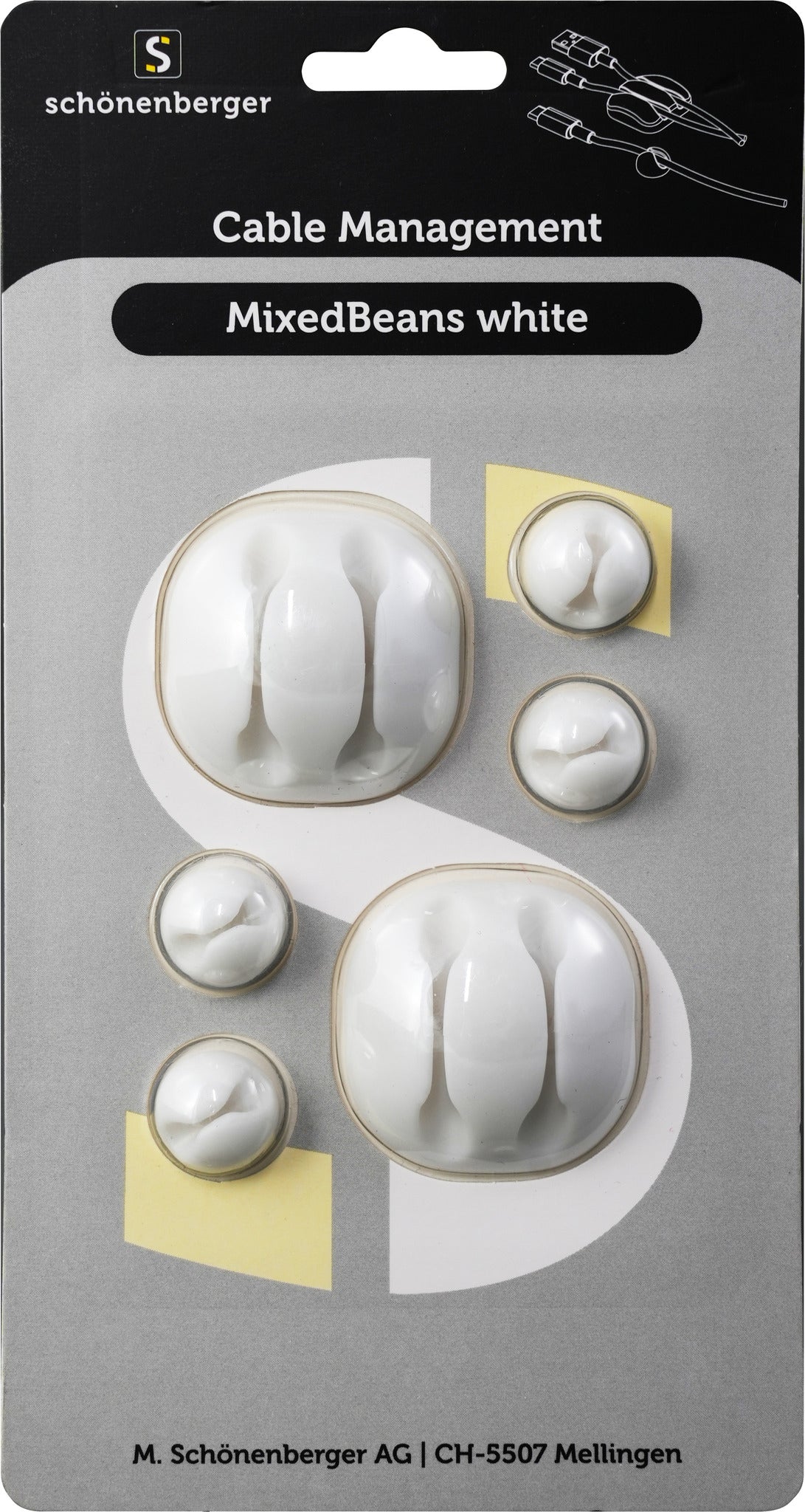 M. Schönenberger Schönenberger – Kabelhalter – 35 mm × 12 mm – Weiss – 6er-Set