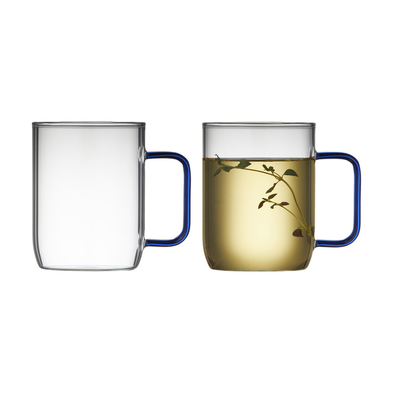 Lyngby Glas Lyngby Tasse Torino – 2er Set, 400 ml, Glas, Blau, spülmaschinenfest, mikrowellengeeignet