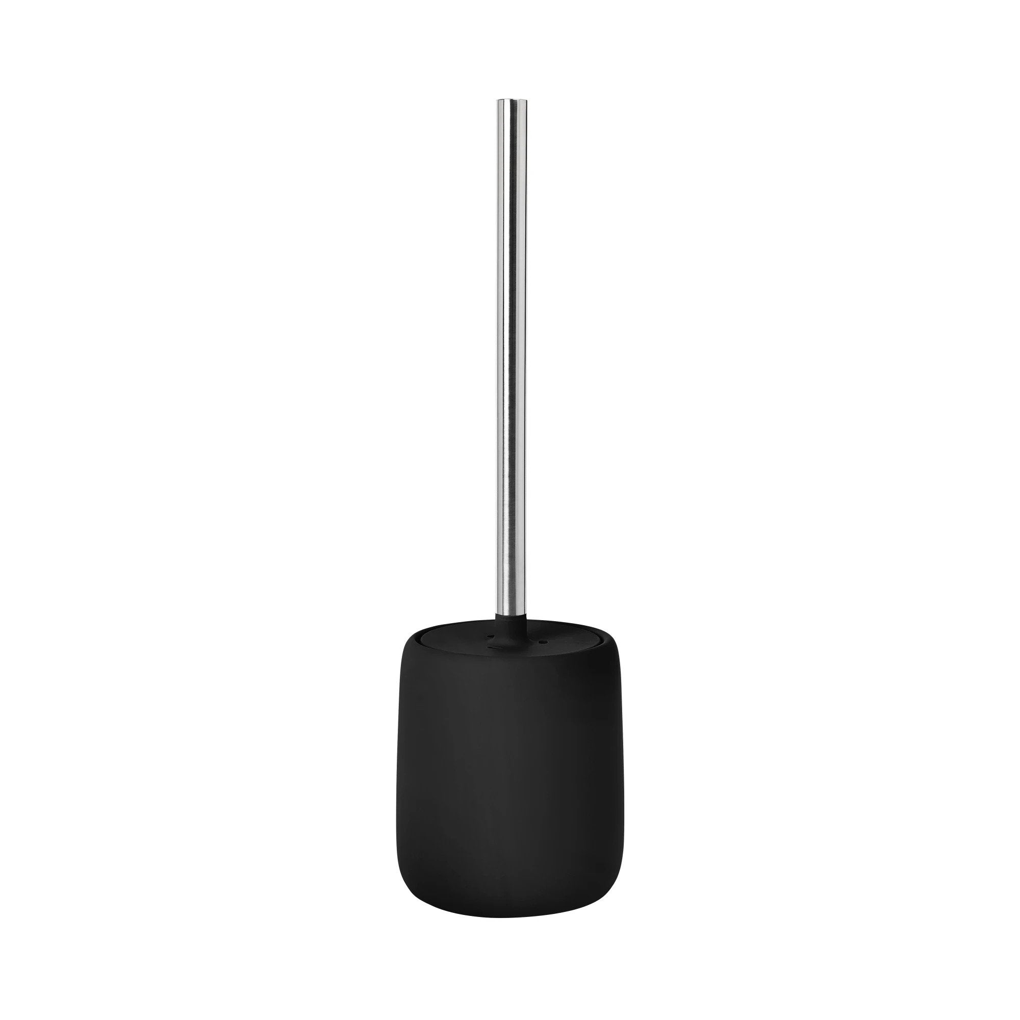 Blomus WC-Bürstenset – Keramik, Schwarz, mit Edelstahlgriff, rutschsicher, 11,4 × 11,4 × 39 cm