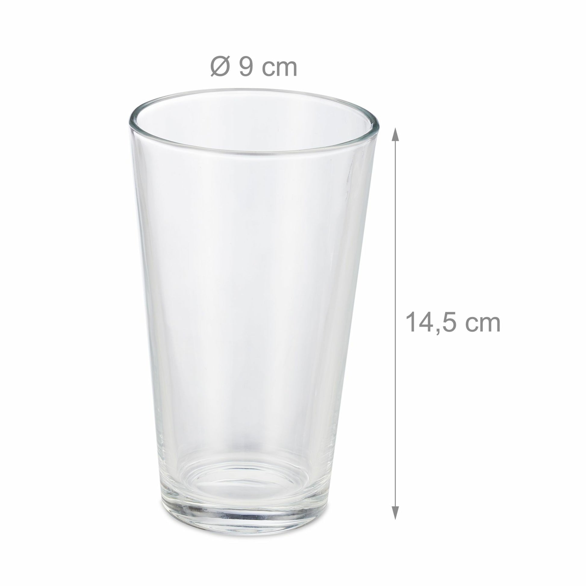 Relaxdays Trinkglas – 500 ml, Ø 9 cm, H 14,5 cm, Glas, Transparent