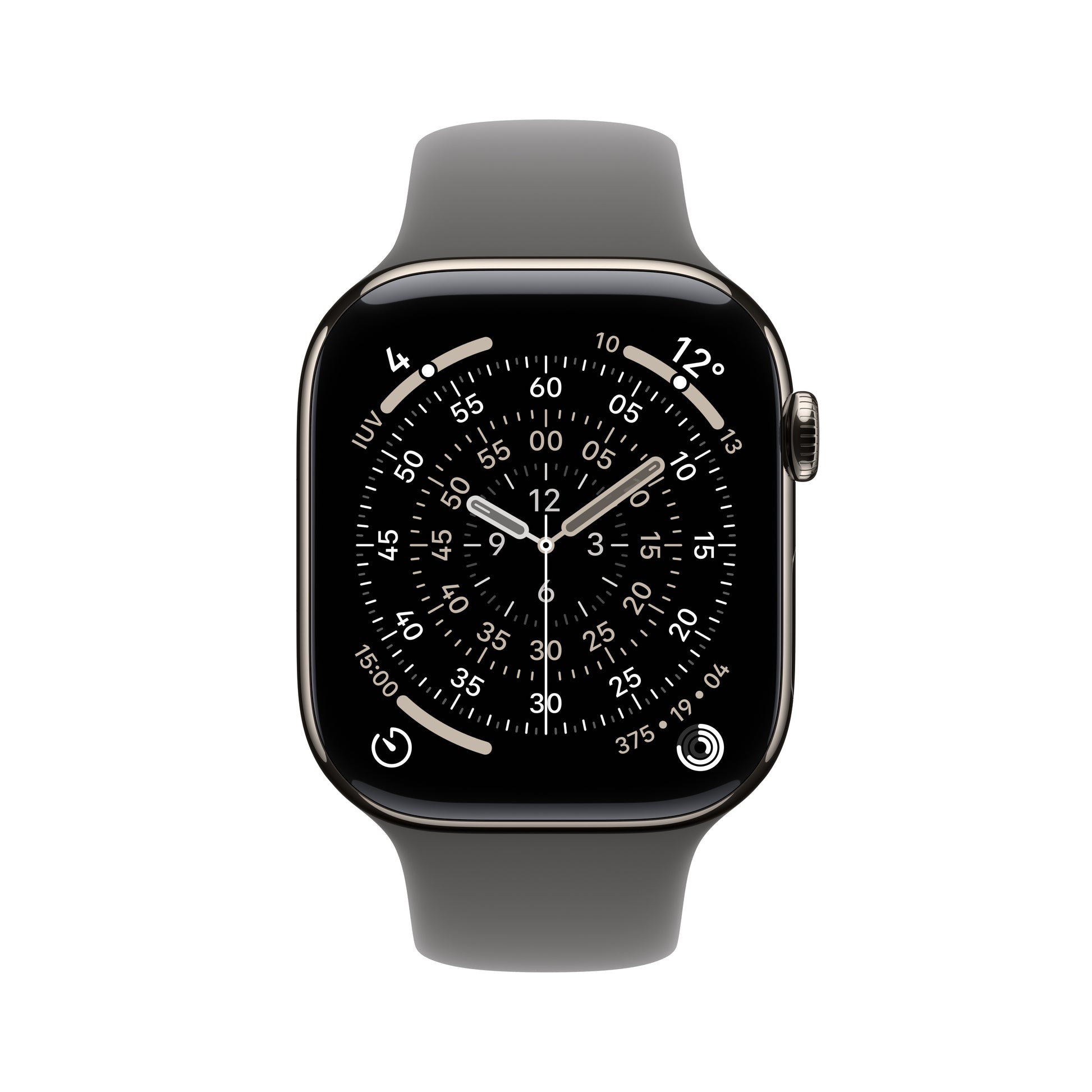 Apple Watch Series 11 46 mm GPS + Cellular – Titan Natur, Sportarmband Stein Grau, M/L, 50 m, für iPhone