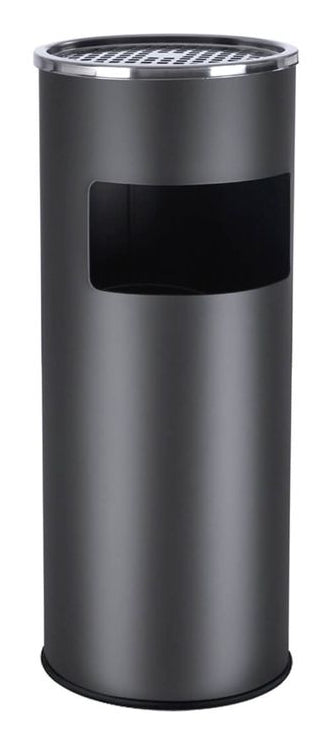Songmics Standascher LTB17C – 30 l – galvanisierter Stahl, rund – schwarz/silber