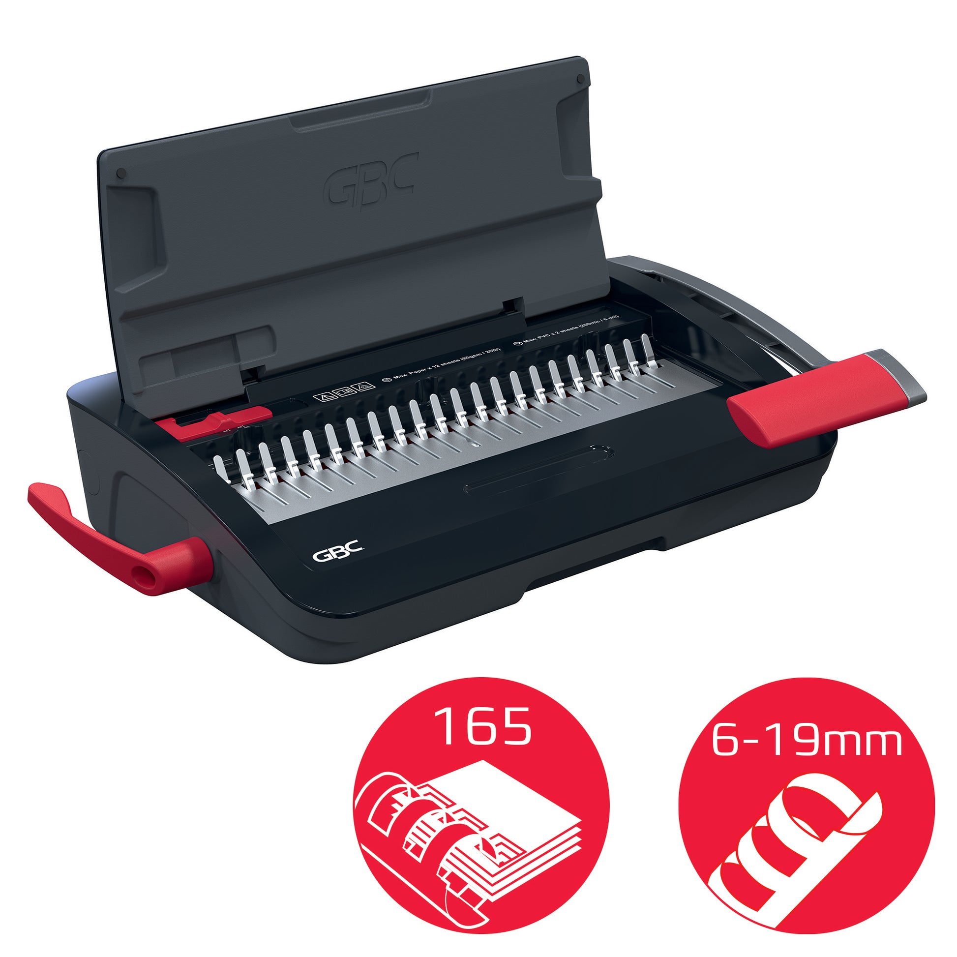GBC CombBind CB12 Bindegerät – Plastikbindung, für 21-Loch, A4, bis 12 Blatt