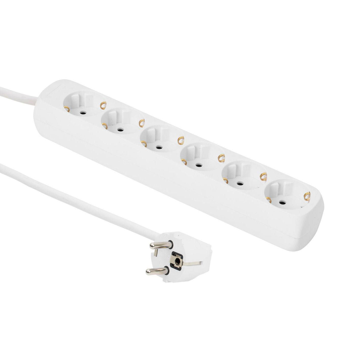 Microconnect Steckdosenleiste – 6× Schuko (Typ F), 1,5 m, ohne Schalter, weiss