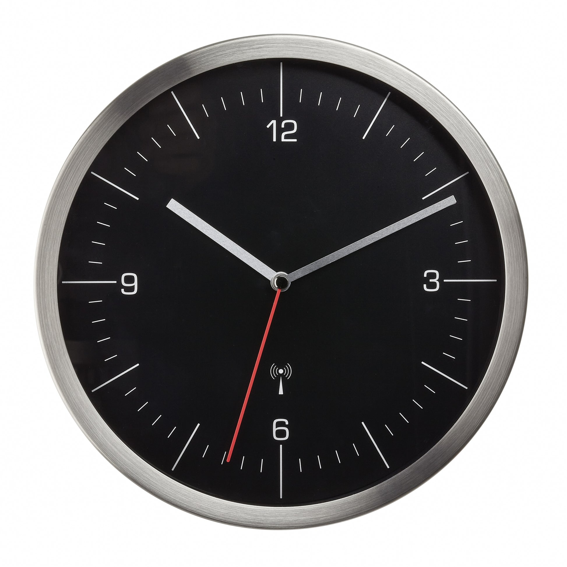 TFA-Dostmann TFA Dostmann Wanduhr – Funk, analog, Ø 24,5 cm, Silber, Edelstahl