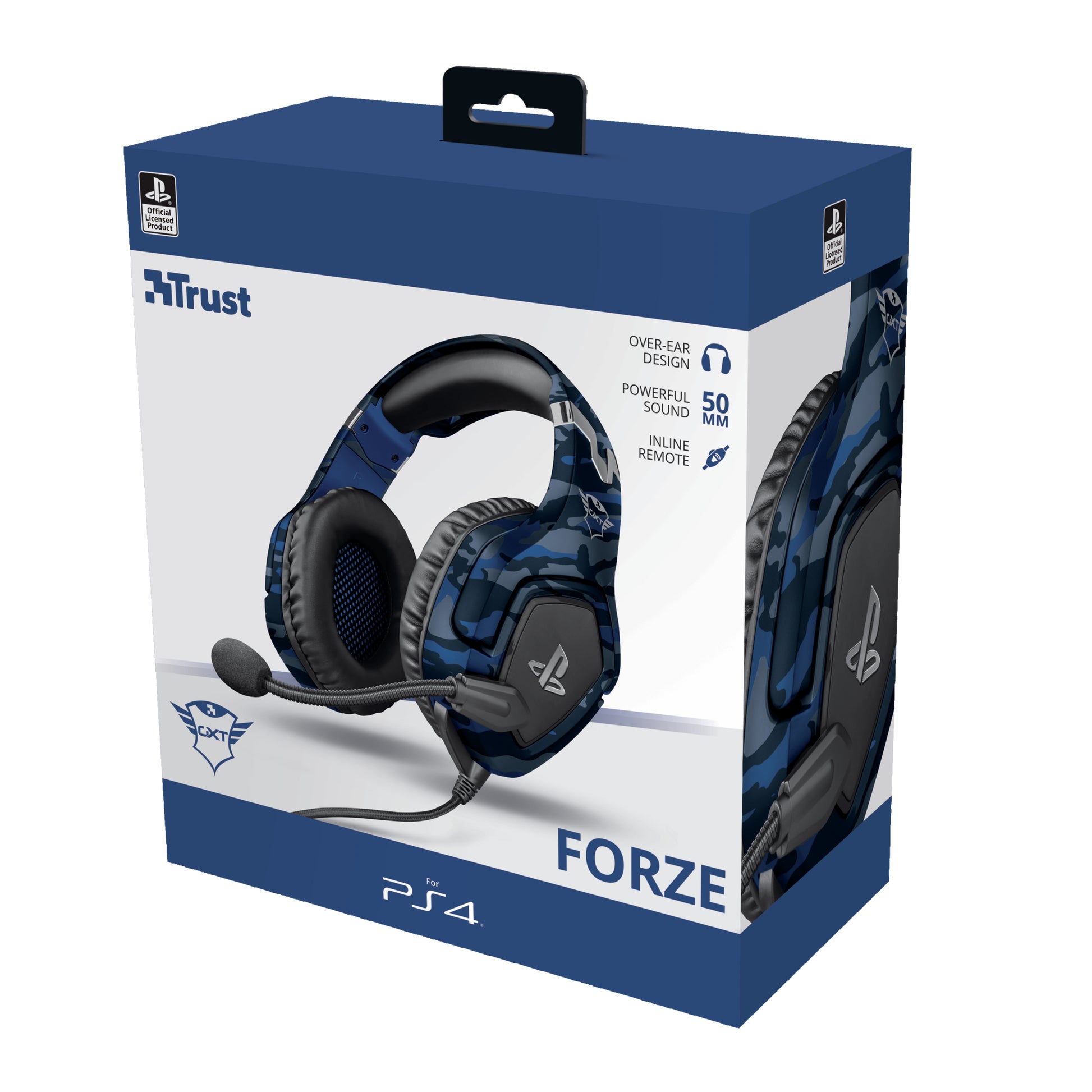 Trust GXT 488 Forze-B Gaming-Headset – Over-Ear, Stereo, Kabelgebunden, 3,5 mm Klinke, ANC, für PS4, PS5, Blau