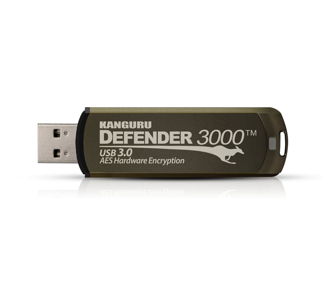 iStorage Kanguru Defender 3000 256GB – USB-C, 300/200 MB/s, AES-XTS 256 HW-Verschlüsselung, für Windows/MacOS/Linux
