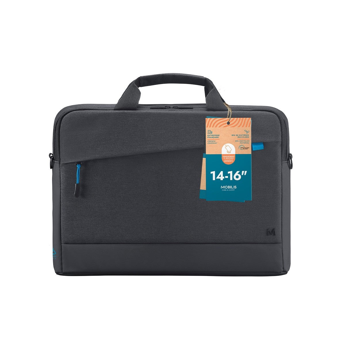Mobilis Notebook-Tasche für Notebooks bis 16" – wasserdicht, 35% recyceltes Polyester – Schwarz